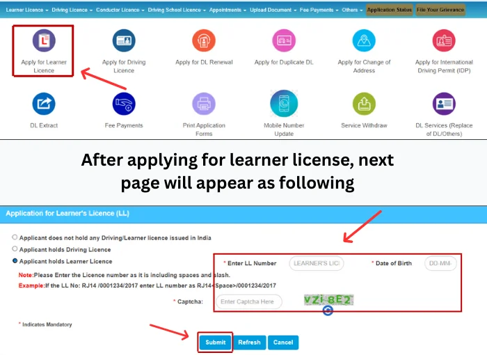 Apply for Learner’s License